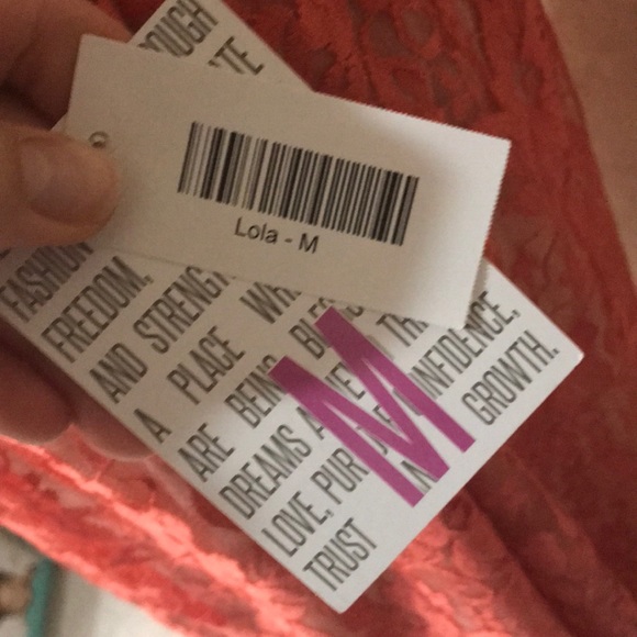 salmon lace midi skirt - Picture 5 of 7